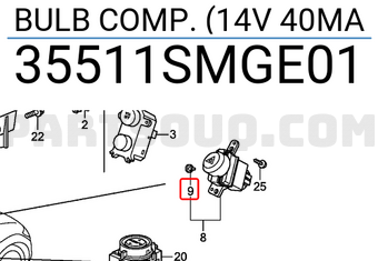 Honda 35511SMGE01 BULB COMP. (14V 40MA