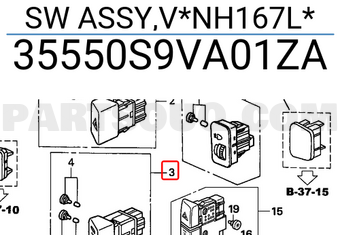 Honda 35550S9VA01ZA SW ASSY,V*NH167L*