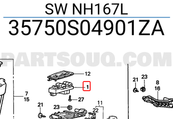Honda 35750S04901ZA SW NH167L