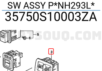 Honda 35750S10003ZA SW ASSY P*NH293L*