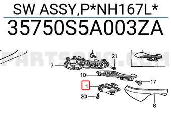 Honda 35750S5A003ZA SW ASSY,P*NH167L*