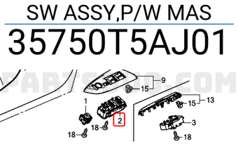 Honda 35750T5AJ01 SW ASSY,P/W MAS