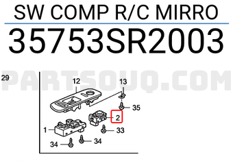 Honda 35753SR2003 SW COMP R/C MIRRO
