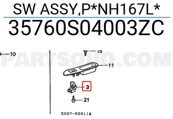 Honda 35760S04003ZC SW ASSY,P*NH167L*