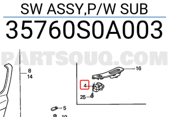 Honda 35760S0A003 SW ASSY,P/W SUB