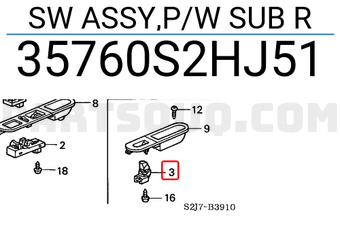 Honda 35760S2HJ51 SW ASSY,P/W SUB R