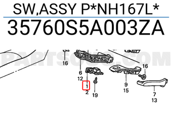 Honda 35760S5A003ZA SW,ASSY P*NH167L*
