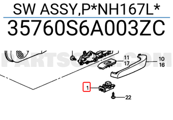 Honda 35760S6A003ZC SW ASSY,P*NH167L*