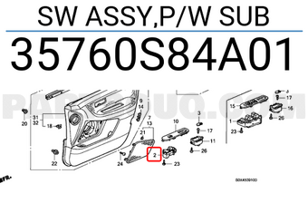 Honda 35760S84A01 SW ASSY,P/W SUB