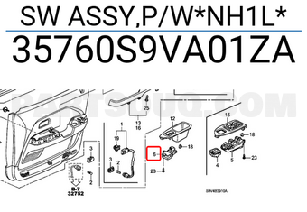 Honda 35760S9VA01ZA SW ASSY,P/W*NH1L*