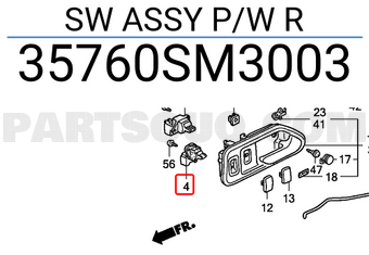 Honda 35760SM3003 SW ASSY P/W R