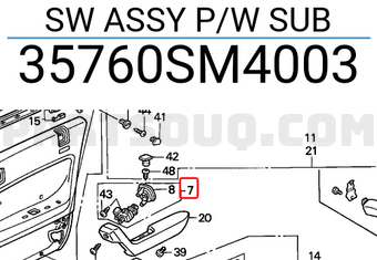 Honda 35760SM4003 SW ASSY P/W SUB