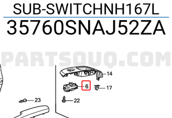 Honda 35760SNAJ52ZA SUB-SWITCHNH167L