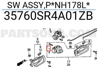 Honda 35760SR4A01ZB SW ASSY,P*NH178L*