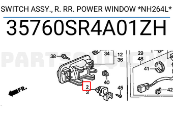Honda 35760SR4A01ZH SWITCH ASSY., R. RR. POWER WINDOW *NH264L*