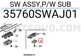 Honda 35760SWAJ01 SW ASSY,P/W SUB