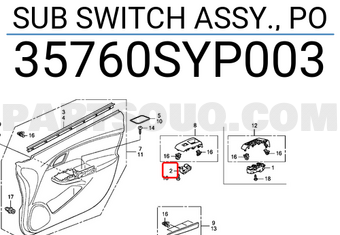 Honda 35760SYP003 SUB SWITCH ASSY., PO