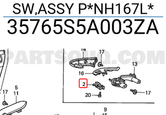 Honda 35765S5A003ZA SW,ASSY P*NH167L*
