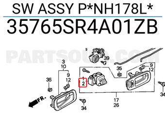 Honda 35765SR4A01ZB SW ASSY P*NH178L*