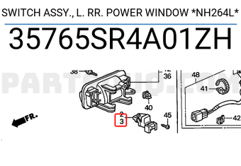 Honda 35765SR4A01ZH SWITCH ASSY., L. RR. POWER WINDOW *NH264L*
