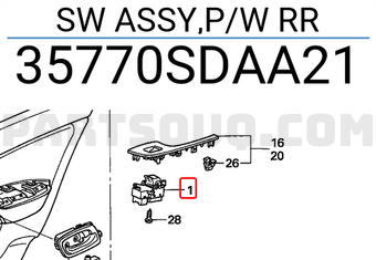Honda 35770SDAA21 SW ASSY,P/W RR