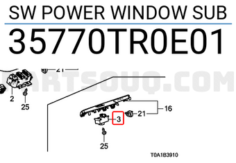 Honda 35770TR0E01 SW POWER WINDOW SUB