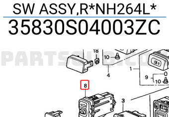 Honda 35830S04003ZC SW ASSY,R*NH264L*