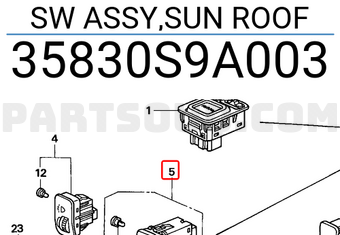 Honda 35830S9A003 SW ASSY,SUN ROOF