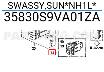Honda 35830S9VA01ZA SWASSY,SUN*NH1L*