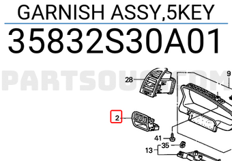 Honda 35832S30A01 GARNISH ASSY,5KEY