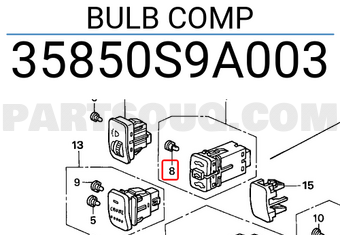 Honda 35850S9A003 BULB COMP