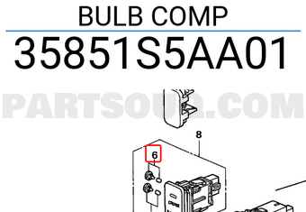 Honda 35851S5AA01 BULB COMP