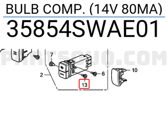 Honda 35854SWAE01 BULB COMP. (14V 80MA)