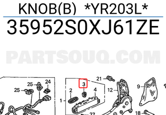 Honda 35952S0XJ61ZE KNOB(B) *YR203L*