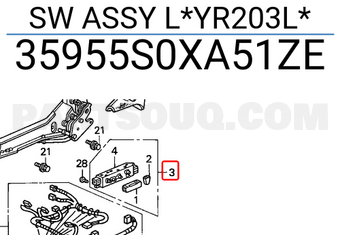 Honda 35955S0XA51ZE SW ASSY L*YR203L*