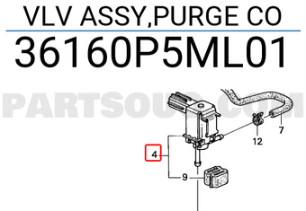 Honda 36160P5ML01 VLV ASSY,PURGE CO