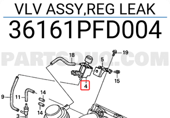 Honda 36161PFD004 VLV ASSY,REG LEAK