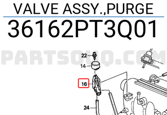 Honda 36162PT3Q01 VALVE ASSY.,PURGE