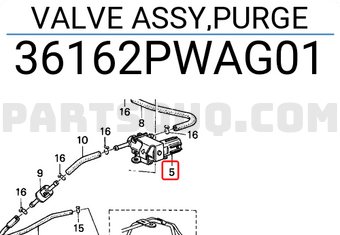 Honda 36162PWAG01 VALVE ASSY,PURGE