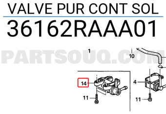 Honda 36162RAAA01 VALVE PUR CONT SOL