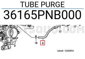 Honda 36165PNB000 TUBE PURGE