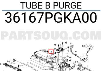 Honda 36167PGKA00 TUBE B PURGE