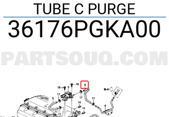 Honda 36176PGKA00 TUBE C PURGE
