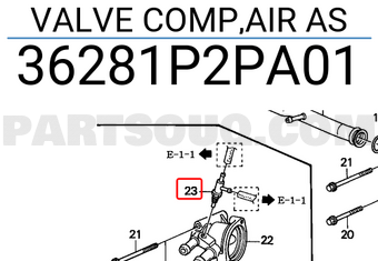 Honda 36281P2PA01 VALVE COMP,AIR AS