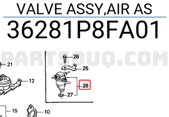 Honda 36281P8FA01 VALVE ASSY,AIR AS
