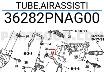 Honda 36282PNAG00 TUBE,AIRASSISTI