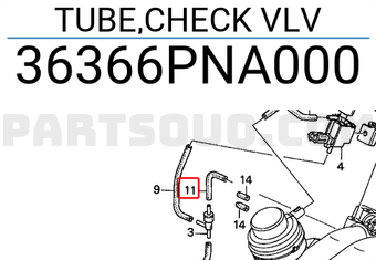Honda 36366PNA000 TUBE,CHECK VLV