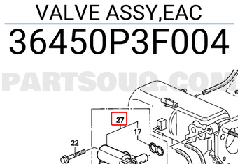 Honda 36450P3F004 VALVE ASSY,EAC