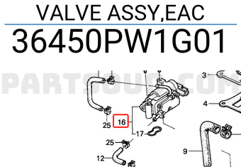 Honda 36450PW1G01 VALVE ASSY,EAC