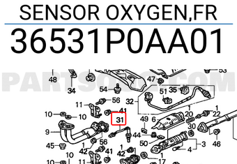 Honda 36531P0AA01 SENSOR OXYGEN,FR